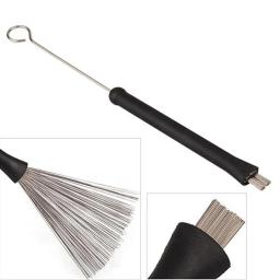 Fio Aço Retrátil Drum Brush, Percussão Baquetas, Alças Plástico, Acessórios Musicais, 32cm - Image 3