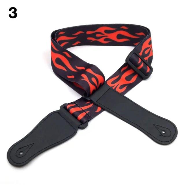 Correia de guitarra ajustável de nylon e PU com estampas coloridas para instrumentos acústicos e elétricos