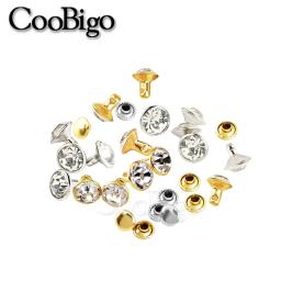 100 conjuntos de cristal strass guarnição tampa dupla rebites diamante studs diy artesanato roupas saco sapatos picos couro broca vidro prego - Image 4