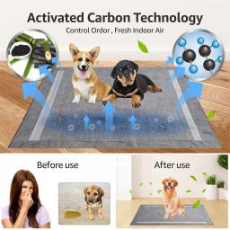 Fraldas Absorventes para Cães, Almofadas De Pee De Treinamento De Cachorro Descartáveis, Quick Dry, Esteira De Superfície De Carvão De Bambu, Almofada Limpa, 100 PCs, 50 PCs, 40 PCs, 20PCs - Image 3