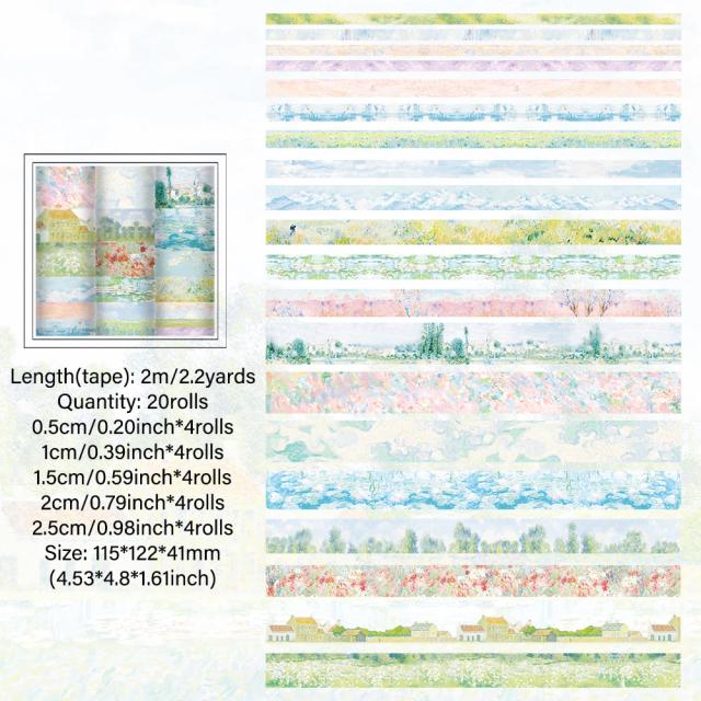 Fita Washi Vintage para Artesanato - Conjunto com 20 Rolos Decorativos para DIY, Diários e Scrapbooking