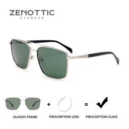 Zenottic tendência aviador metal uv400 polarizado prescrição óculos de sol para homem piloto corretivo óculos de sol condução tons - Image 1