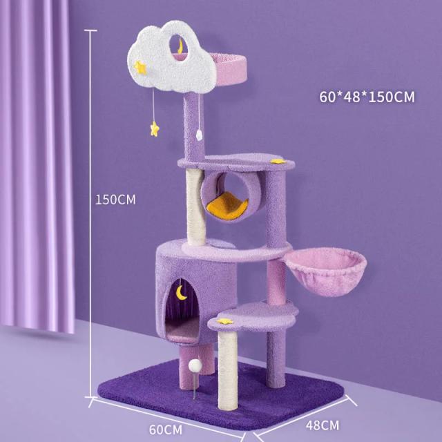 Torre de Escalada Multi-Nível para Gatos de Luxo com Espaço e Brinquedos Interativos