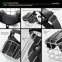 Cesta ajustável do focinho do cão, Cesta de metal para morder e mastigar, Boca Mesh Muzzles para cães de grande raça - Image 2
