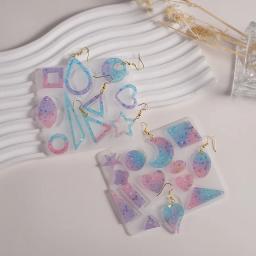 Brinco pingentes resina epóxi molde de silicone diy lua e estrela em forma de brincos molde jóias fazendo chaveiro pingente molde de fundição - Image 2