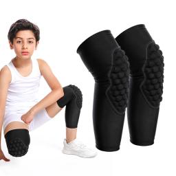 Joelheira de Compressão Favo de Mel para Crianças, Cotoveleiras, Equipamento de Proteção para Basquete, Beisebol, Futebol, Esportes 5-15 Anos, 1Pc - Image 5