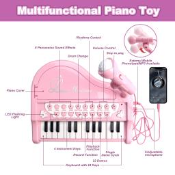 Teclado eletrônico infantil com microfone, mini piano brinquedos, instrumento musical, brinquedos educativos para criança, presentes - Image 5