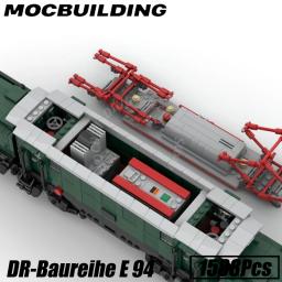 Modelo de exibição do trem locomotivo motorizado, blocos de construção, tijolos locomotivos, motor a vapor HSB, E 94, MOC, construção brinquedos, presentes - Image 5