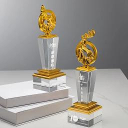 Troféu De Cristal Personalizado High-End, Lembrança Artesanato Presente, Decoração Para Casa, Criativo Metal Deer Troféus, Prêmio Comemorativo, 1Pc - Image 4