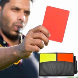 Cartão de árbitro de futebol profissional vermelho amarelo cartões caneta assobios cartão mangas conjunto futebol treinamento árbitro cartões de aviso - Image 3