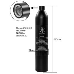 TUXING-Cilindro De Alumínio Tanque HPA De Alta Pressão, Garrafa De Ar Com Regulador De Válvula, HPA, 3000Psi, 200Bar, 0.5L, M18 x 1.5, M18 x 1.5, M18 x 1.5 - Image 3