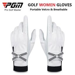 Luvas de golfe de couro de cordeiro com marca para mulheres, luvas abertas respiráveis para senhoras, mão direita e esquerda, luvas esportivas, 1 par - Image 2