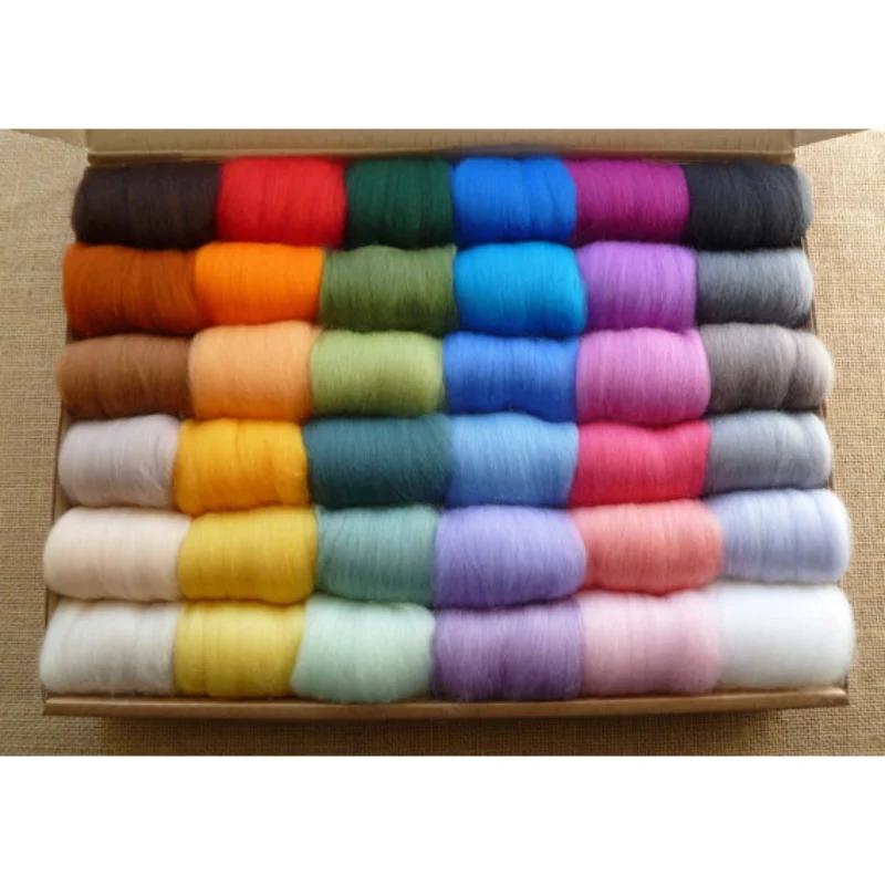 Fibra de lã roving para feltragem DIY agulha, mão girando boneca, paisagens bordadas, artes Mayitr, ferramenta de navegação, 36 cores - Image 1