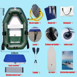 Kayak portátil Madeira Pavimento Canoa Bota com Acessórios, Solar Marine 2 Pessoa, 0.7mm PVC Barco De Pesca, 2M,Factory Outlets - Image 6