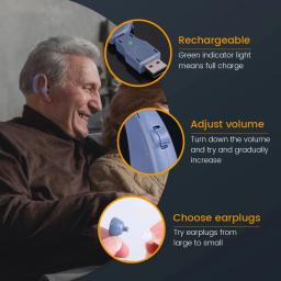 Recarregável BTE Ear Hearing Aids para idosos, aparelho auditivo barato, amplificador de som para surdez, novo, 2022 - Image 4