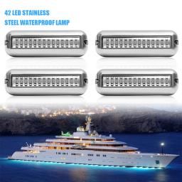 Waterproof Marine Boat LED Light, Aço Inoxidável, Pontão Subaquático, Lâmpada Transom, Yacht Cabin, Deck, Luzes Traseiras Acessórios, 42 LED - Image 1