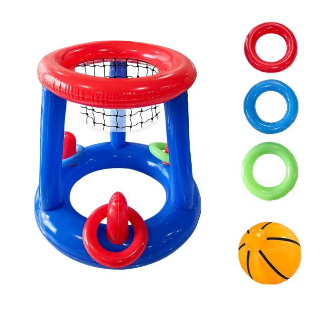 Cesta de Basquete Inflável Azul para Piscina - Jogo de Arremesso Divertido - 1 Unidade