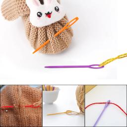 IMZAY Kit de ganchos de agulha de crochê com 8 peças de ganchos de tear de tricô e 12 peças de agulhas de costura de plástico coloridas conjunto de gancho de malha de tear - Image 4