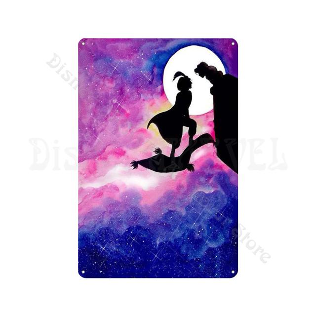 Coleção Disney em Metal: Placas Decorativas de A Bela e a Fera e Mickey Mouse em Estilo Preto Escuro para Decoração de Playground