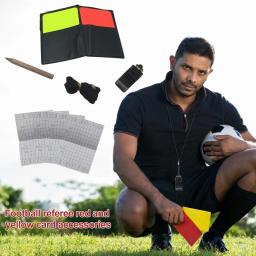 Futebol futebol árbitro conjuntos de cartão aviso árbitro vermelho e amarelo cartões com carteira folhas pontuação notebook juiz acessórios - Image 3