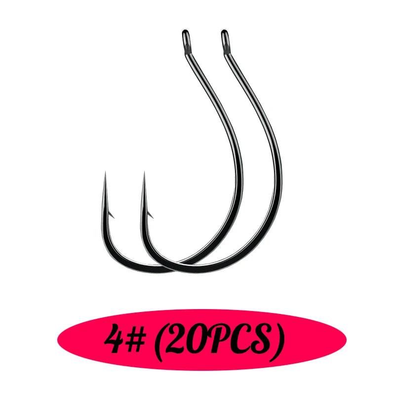20 pçs/lote Drop Shot Gancho 4 # # 3 # 2 # 1 # 1/0 # 2/0 aço inoxidável offset maluco ganchos manivela minhoca anzol acessórios de pesca - Image 1