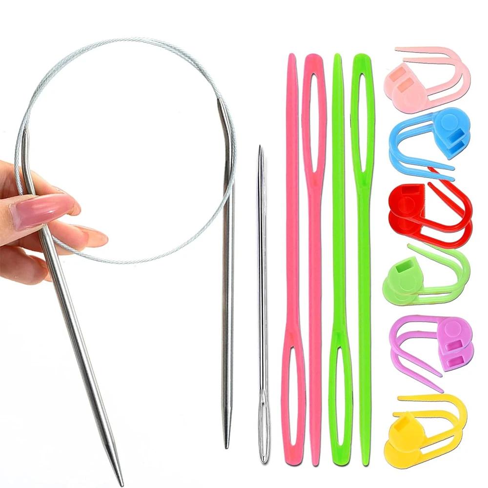 Agulha de tricô circular de 32 "/80cm, gancho de crochê de 2.5mm com agulhas de tapeçaria, agulhas de costura e marcador de tricô para fio de crochê - Image 1