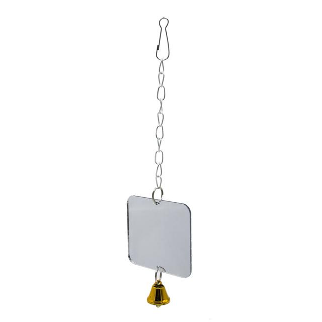 Espelho Decorativo com Sino de Metal para Papagaio e Calopsita - Brinquedo e Acessório para Gaiola de Pássaros