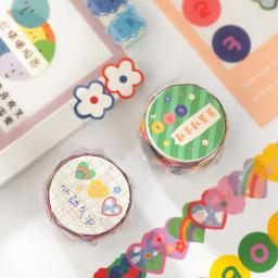 Fita washi de cores desenhadas à mão, 100 peças/rolo de fita adesiva de renda para álbum de recortes - Image 2