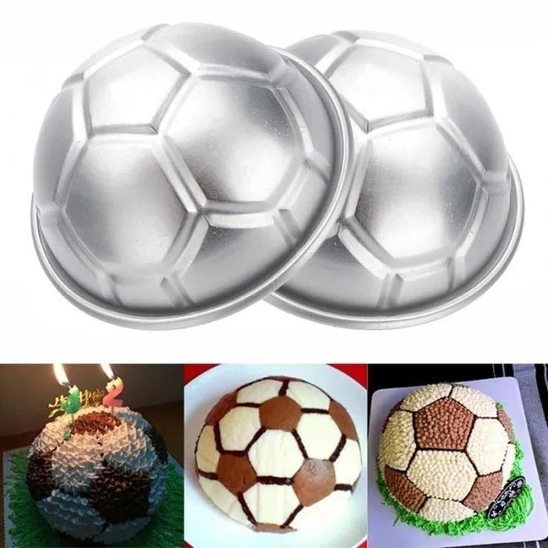 3 tamanho 3d bola de futebol alumínio bolo molde pan decoração 8 "meio fondant açúcar moldes ferramentas diy - Image 1