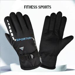Luvas impermeáveis esportivas térmicas para homens e mulheres, tela sensível ao toque, luva cheia, condução ao ar livre, à prova de vento - Image 5