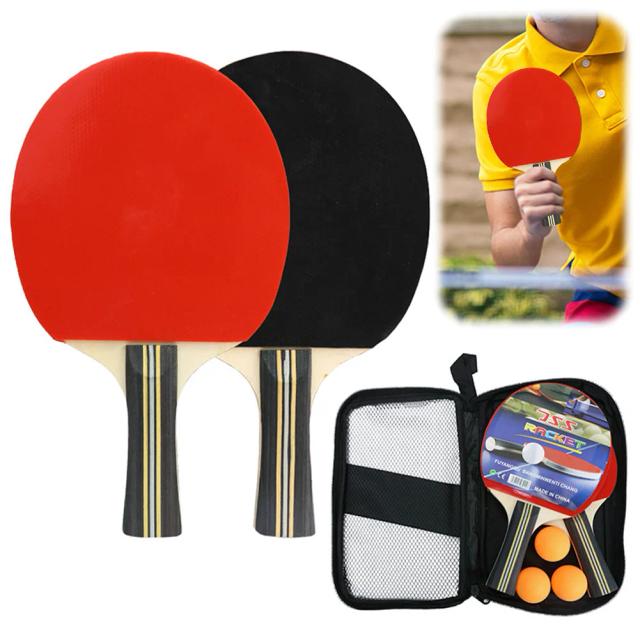 Conjunto Completo de Raquete de Tênis de Mesa com Bolas de Ping Pong e Estojo para Armazenamento, Ideal para Jogo Interno e Externo