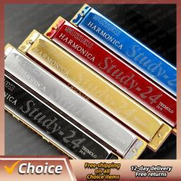 Harmonica profissional com caso, Tremolo, Suzuki boca órgão, gaita judeu harpa, instrumento de música, tecla C sintetizador, 24 buracos - Image 2