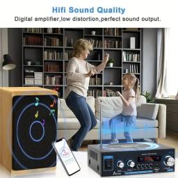 AK35 Amplificador HiFi Bluetooth Digital, Amplificador de Som, Suporte AMP, MP3 Channel 2.0, 110V-240V, Adequado para Casa, Carro, MAX 400W x 2 - Image 4