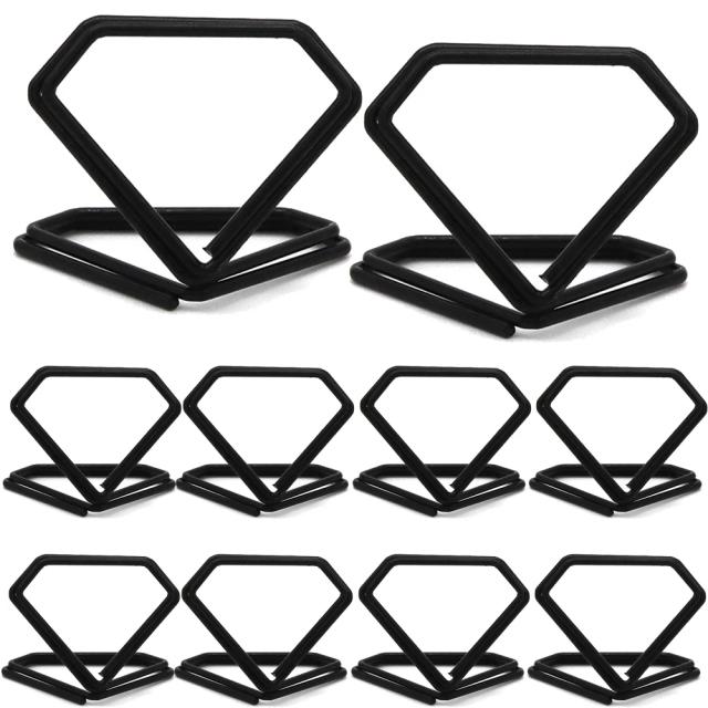 Suporte para Cartões em Forma de Diamante de Metal - 10 Unidades para Casamentos e Eventos