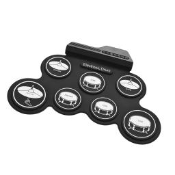 Roll-Up Silicon Drum Set para Crianças, Kit de Bateria Eletrônica Digital, USB, 7 Almofadas de Bateria, Baquetas, Pedais, Tamanho Compacto, Iniciantes - Image 2