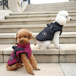 Casaco impermeável com arnês para cães pequenos e grandes, colete de cachorro, traje de pet, casaco de buldogue francês, roupas chihuahua, quente, inverno - Image 2