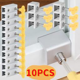 10-1 pces liga de alumínio janela bloqueio rolha janela deslizante anti-roubo bloqueio janela porta deslizante do bebê crianças criança portas de segurança bloqueio - Image 1