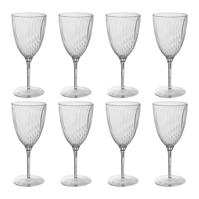 Conjunto Festivo de Copos Descartáveis: 8 Peças com 2 Copos de Champanhe e Copos de Vinho em Plástico