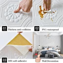 Adesivos de parede autoadesivos, Papel de parede 3D, Decoração, Sala de estar, Quarto, teto, TV, Wall Art, 35x35cm, 20 peças - Image 4