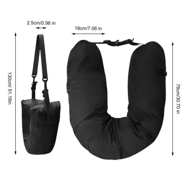 Travesseiro Portátil para Pescoço com Fronha Lavável e Suporte Recarregável para Viagens de Trem