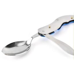 4 em 1 conjunto de utensílios de mesa acampamento ao ar livre cozinhar suprimentos colher aço inoxidável dobrável kits de bolso casa piquenique caminhadas ferramentas viagem - Image 3