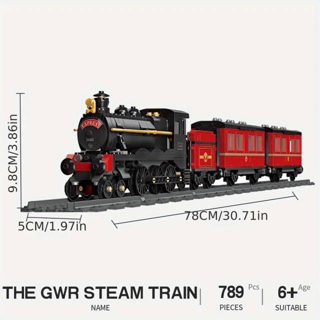 Blocos de Construção de Locomotiva a Vapor em Plástico para Montagem DIY - Trem de Brinquedo Pequeno e Novo sem Caixa