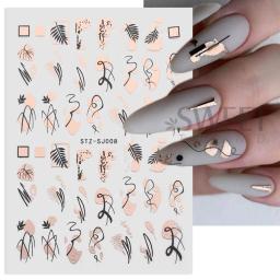 3d linhas francesas etiqueta da arte do prego rosa ouro abstrato graffiti tiras geometria japonesa para manicure bronzeamento slider decoração - Image 6
