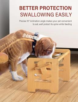 Tigelas para cães com suporte de bambu, ajustável inclinado, levantado, filhote de cachorro, gato, comida, água, suporte, alimentador de animais, acessórios - Image 4