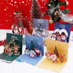 Presente de Natal cartão dobrado conjunto com adesivos, cartão tridimensional, criatividade, deixar a palavra, cartão Festival - Image 1