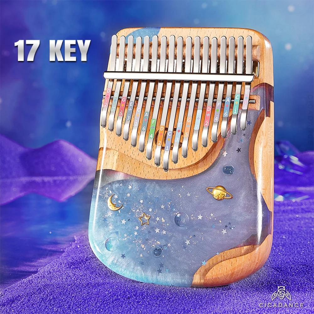 Kalimba Polegar Piano com Teclado de Resina Epóxi, Mbira Portátil, Instrumento Musical para Crianças e Adultos, Iniciantes, 17 ou 21 Teclas - Image 1