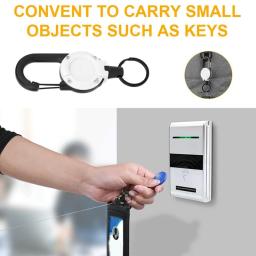Suporte de crachá retrátil ID, resistente, clipes de carretel, chaveiro, branco, 4pcs - Image 3