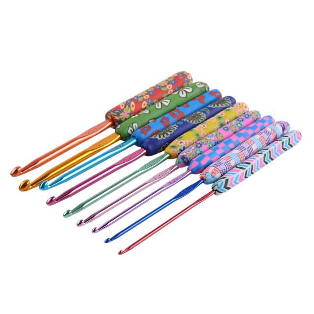 Conjunto de Agulhas de Tricô com Alça de Cerâmica e Ganchos de Crochê 2-6mm - 9 Acessórios Artesanais para DIY