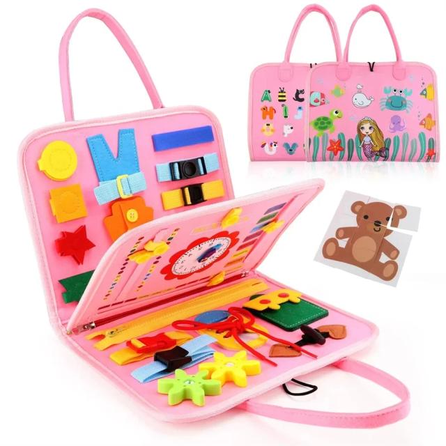 Brinquedo Montessori Busy Board Atividades Educativas para Habilidades Motoras Finas
