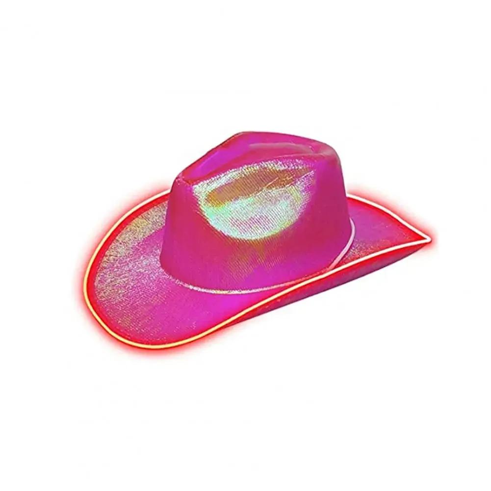 Chapéu de vaqueiro LED para noiva, chapéu de festa mascarada, boné de aniversário, Jazz Dance Show Props, traje de Natal, Dia das Bruxas, 2024 - Image 1